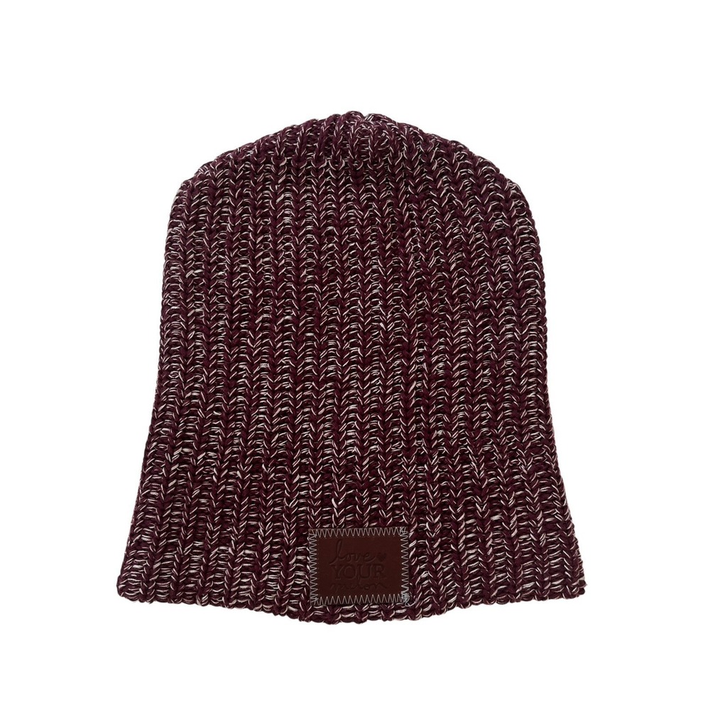 Love Your Melon Beanie Purple Magenta Plum Casual Knit Cozy Winter Slouchy